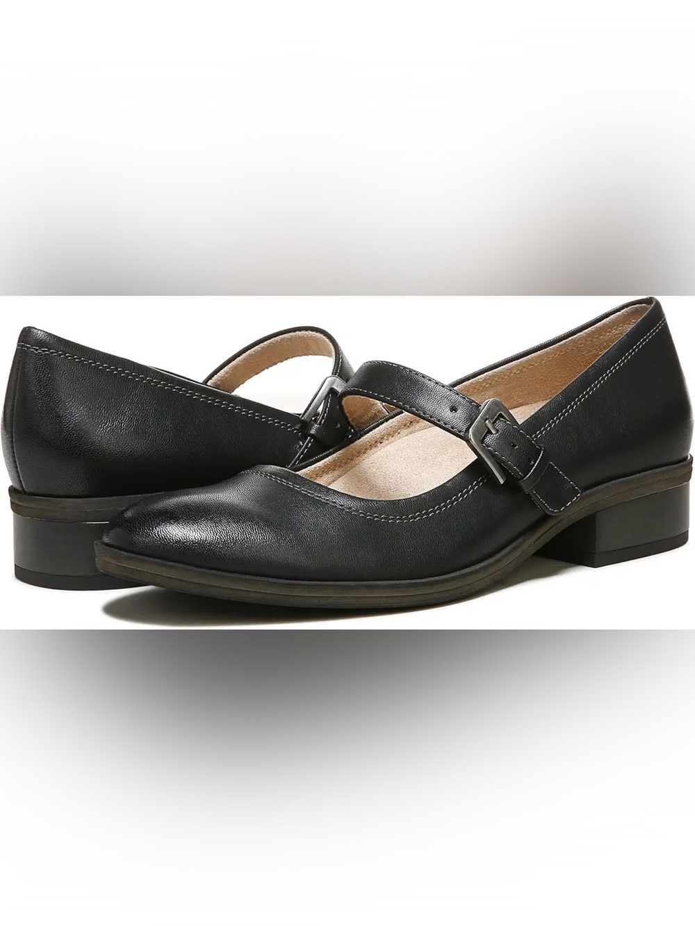 SOUL Naturalizer Ramona Black Leather Mary Jane Flats with Buckle